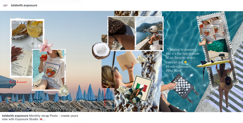 Discover how Exposure brings your Instagram feed to life: View creative carousels and vibrant collages made by real users—each one a unique showcase of personal style and storytelling.