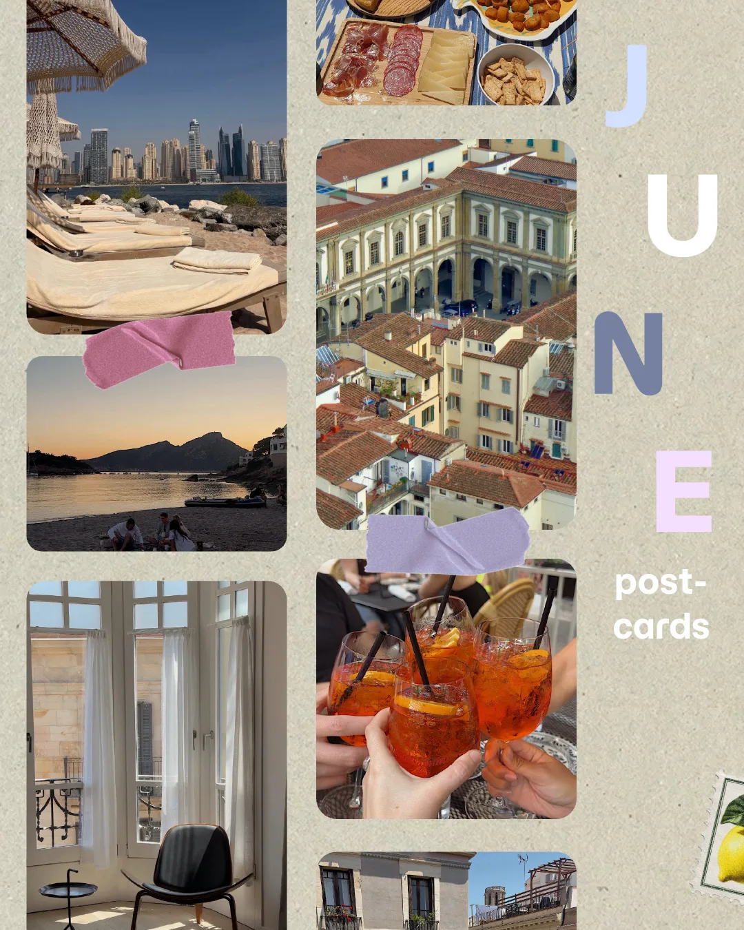 Monthly postcard recap template, back layer