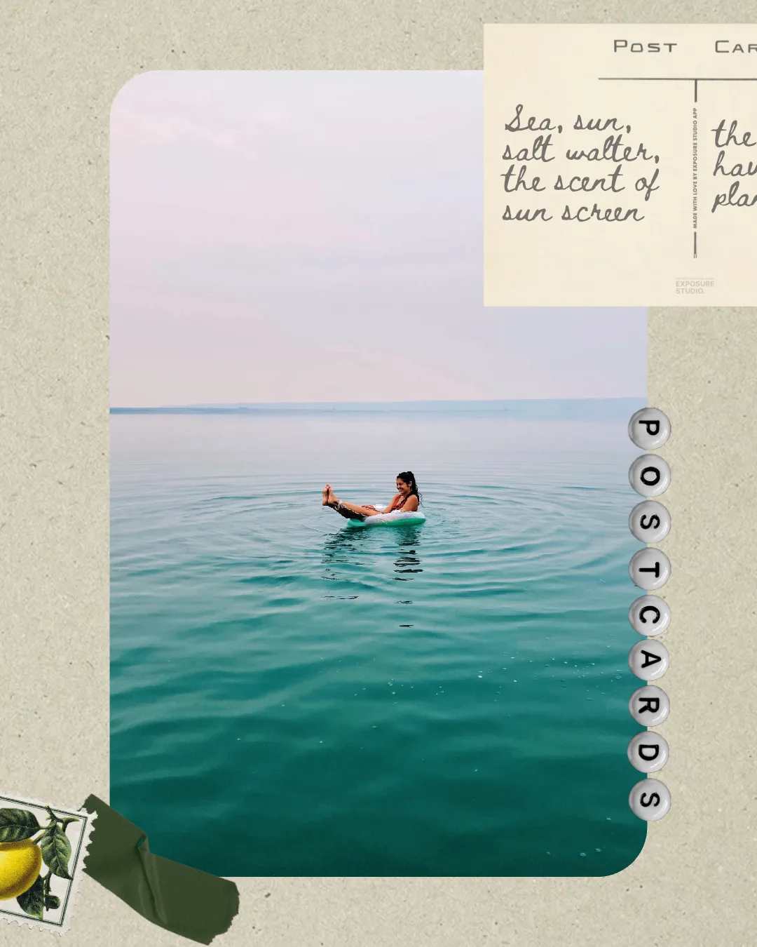 Monthly postcard recap template, front layer