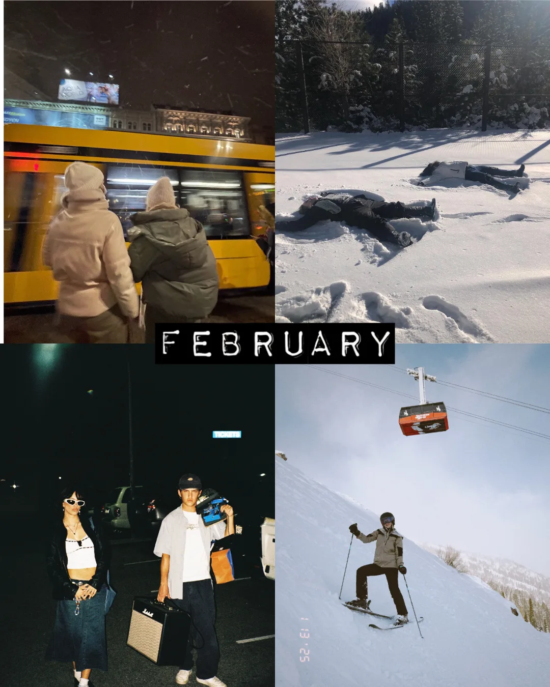 Analog yearly recap template, February page, front layer