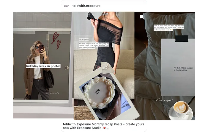 Birthday week monthly recap post, back layer