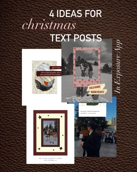 Here are 4 inspo posts how to include Text in your Christmas posts if you’re a content creator girlie, slide 1 of 5