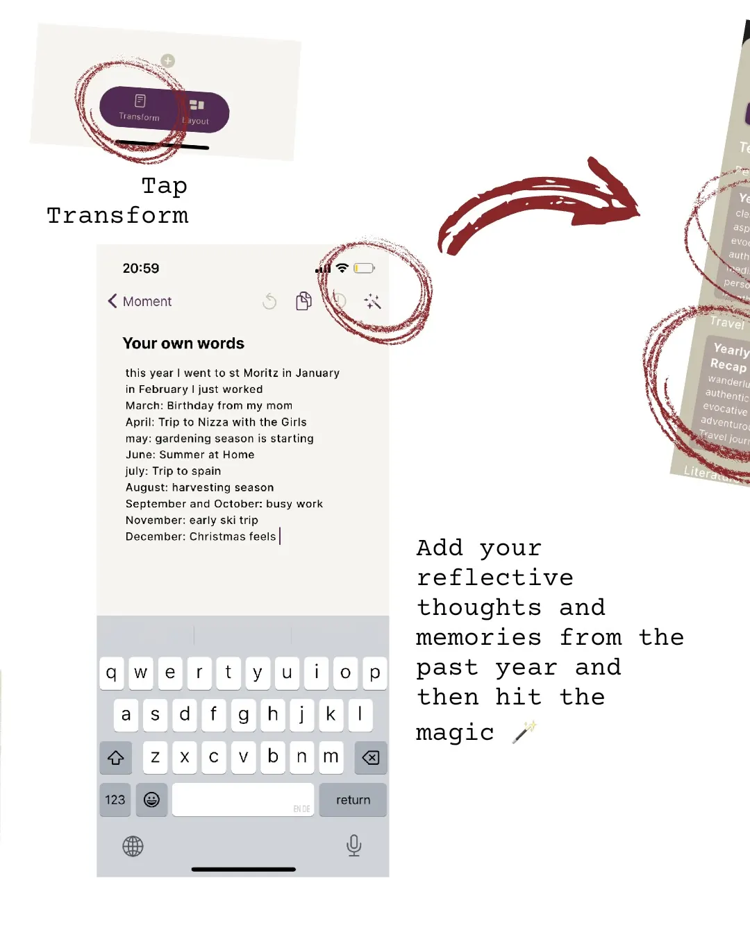 New Moment with one line per month, ready for Transform