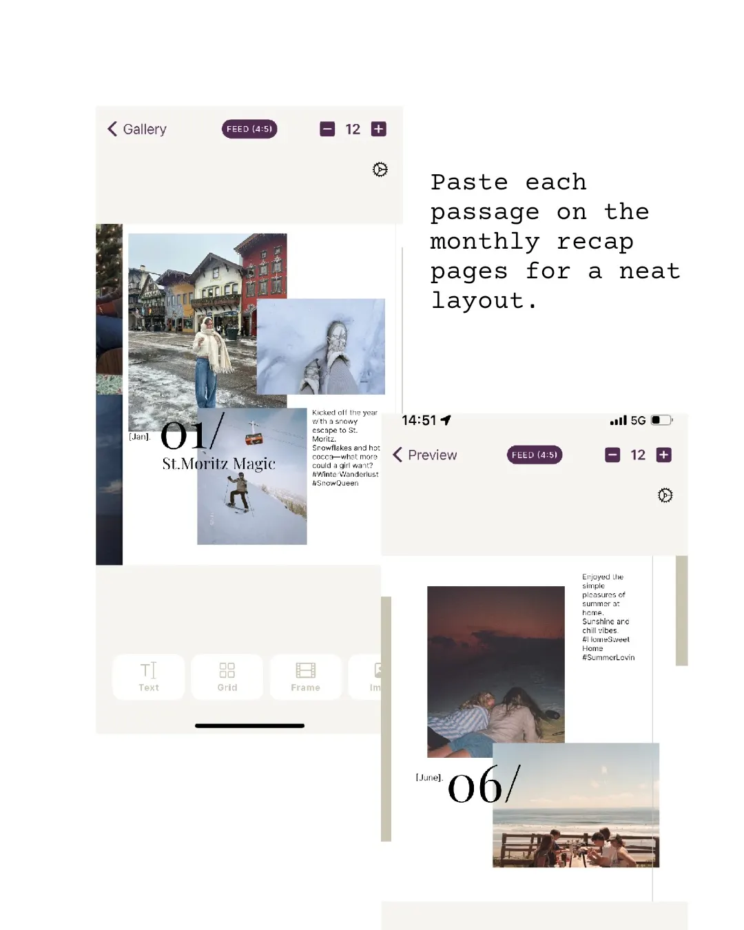 Finished January and June pages of the yearly recap template
