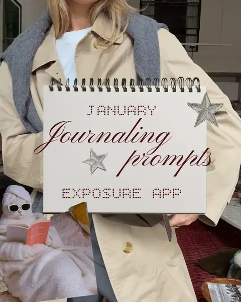 January journaling prompts and how to use them in Exposure: Collage & scrapbook app. ⭐️, slide 1 of 5