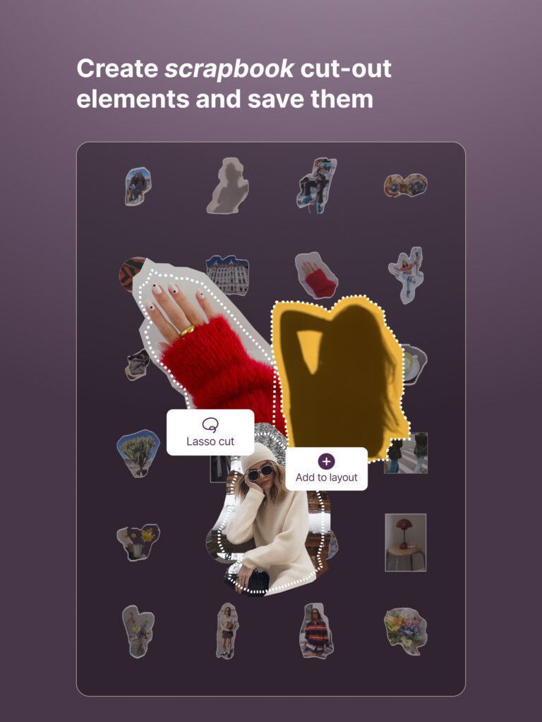Create scrapbook cut-out elements on iPad in Exposure, front layer