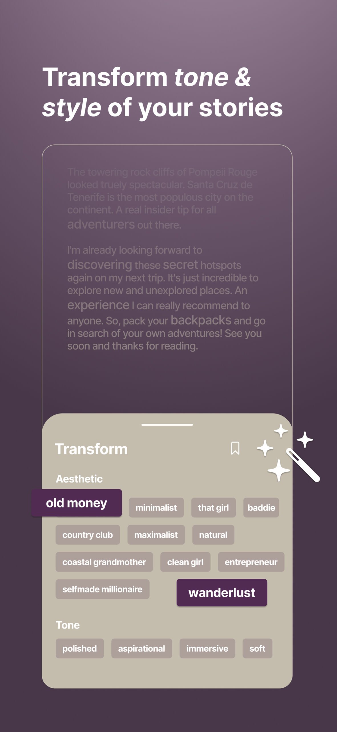 Elevate your posts with Exposure: Turn plain text into captivating social media stories, witty captions, or creative formats in seconds using the Transform feature.